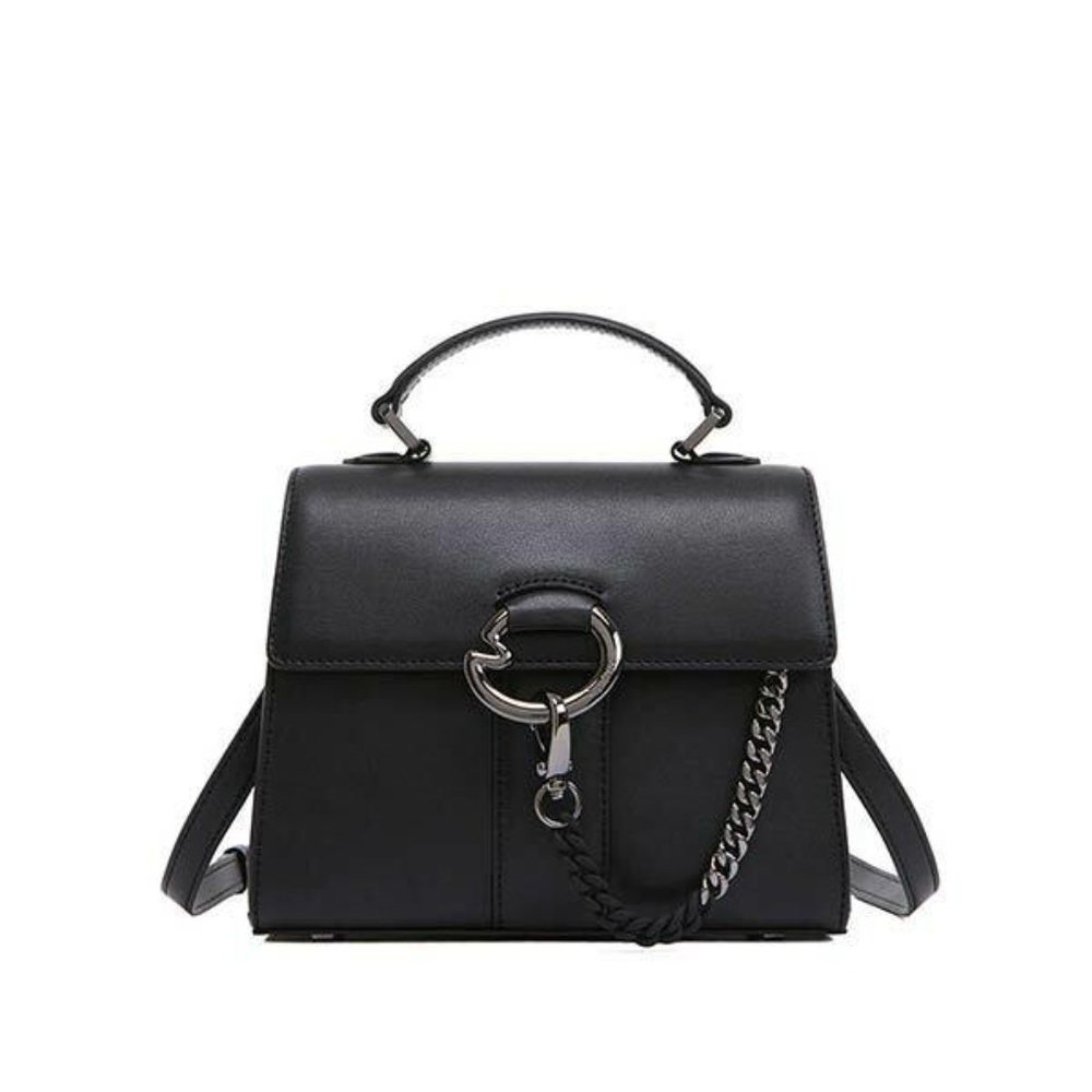 Large Black Leather Satchel Bag